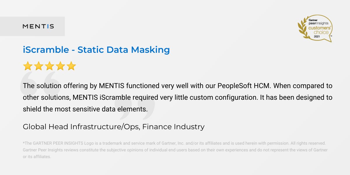 magedatadotai's tweet photo. Read what our customers have to say about their experience with the MENTIS Solution Suite on #GartnerPeerInsights

#datasecurity #iScramble #MENTISsolution https://t.co/Ea5nNo2EGp