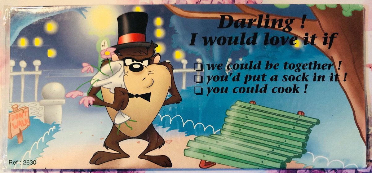 WatsonsVintage's tweet photo. NEW LISTING I only have TWO of these FABULOUS Cards available in my #etsyshop : EXTREMELY RARE Vintage 1997' 'Looney Tunes 'Taz' Cartoon Story Blank 'Fun, Romantic' Card - Warner Bros. - Nostalgic Cute Card for a Taz Fan https://t.co/2ZU3rpWhbS #LooneyTunes #Taz #RomanticCard https://t.co/6eLGUb3egY