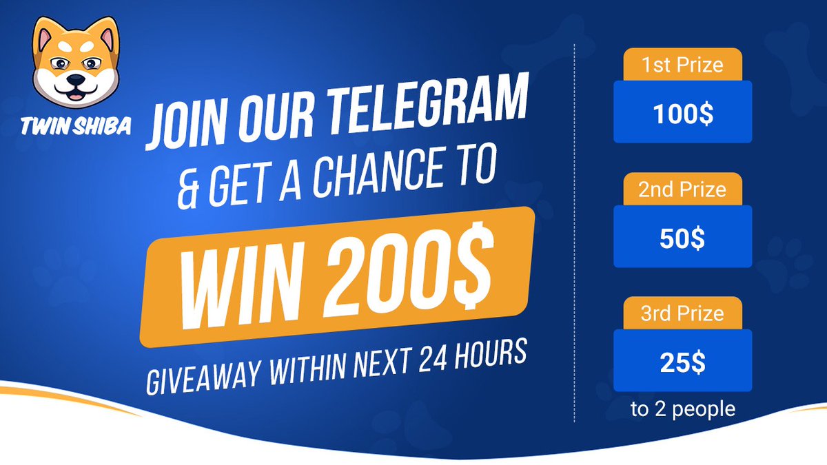TwinShiba's tweet photo. Follow us on Twitter
Join our telegram and get a chance to win 200$ giveaway:https://t.co/Y13f1g1T8z
#dogecoin #SHIBARMY #shiba #BscLearnAndEarn #BSCGems https://t.co/EieKnUNCy8