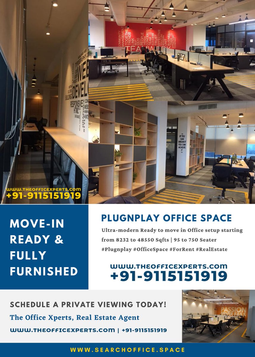 srchofficespace's tweet photo. @srchofficespace | Ur search for #officespace #coworking space ends. Available, rental spaces for #business from #startups to mnc with immediate #occupancy call +91-9115151919
#office #realestate #furnished #property #sharedofficespace #coworkingspace #servicedoffice https://t.co/SHMh56NPk4