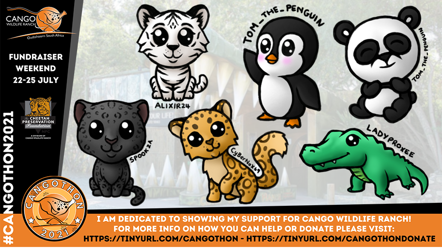 Hay_Haylstorm's tweet photo. Thank you to all who supported the @cangowranch #Cangothon2021 charity event this past weekend. On Thursday's stream I drew donators favorite animals that were in my stream <3 We raised over R137,270 to keep Cango's doors open &amp; their animals fed! Good job everyone! #fundsforfeed https://t.co/BOhbtimQFW