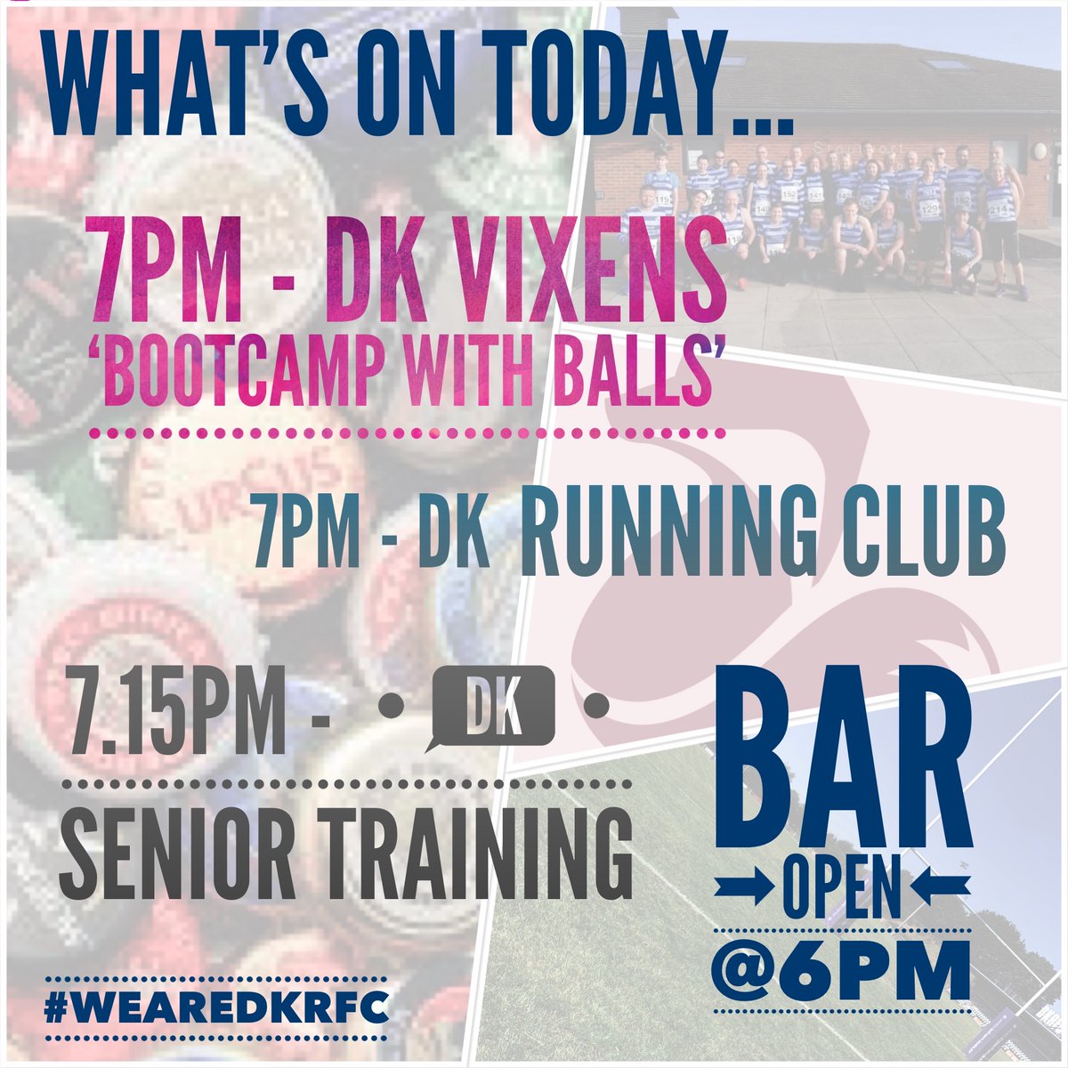 DKRugbyClub's tweet photo. ๐ Whatโs On Today โฆ๐ค
Bar will NOW be open every TUESDAY and THURSDAY evening from 6pm! ๐บ
#WeAreDKRFC #whatsonfortoday #dktouchrugby #busybusybusy #dkvixens #dkseniortraining #dkrunningclub #comeandjoinin #WeAreForgedInTheBlackCountry https://t.co/Nfrdq480uT