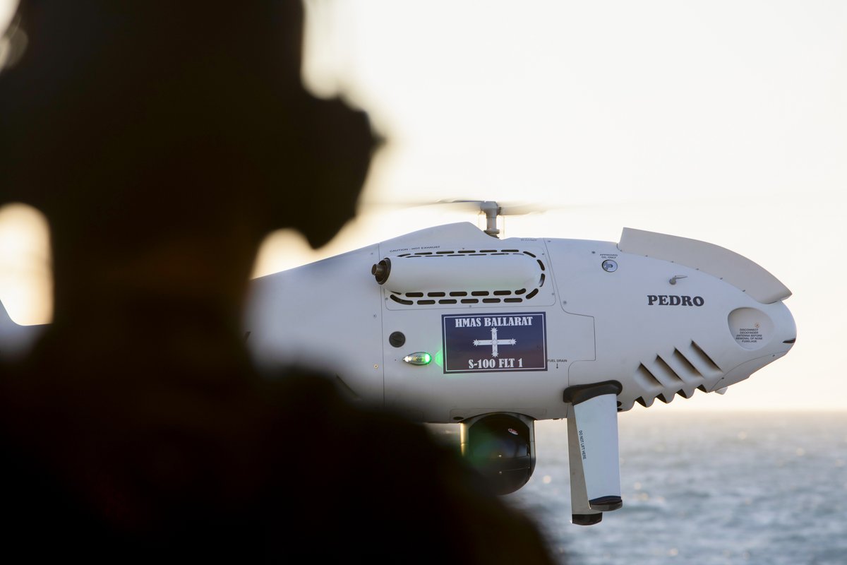 Surveillance at sea 👁️🌊

#AusNavy’s Fleet Air Arm is conducting trials with a 3.1-m long S-100 Schiebel Camcopter that offers enhanced surveillance capability at sea, during Exercise #TalismanSabre.

📖: bit.ly/3i6phIg

#YourADF #TS21