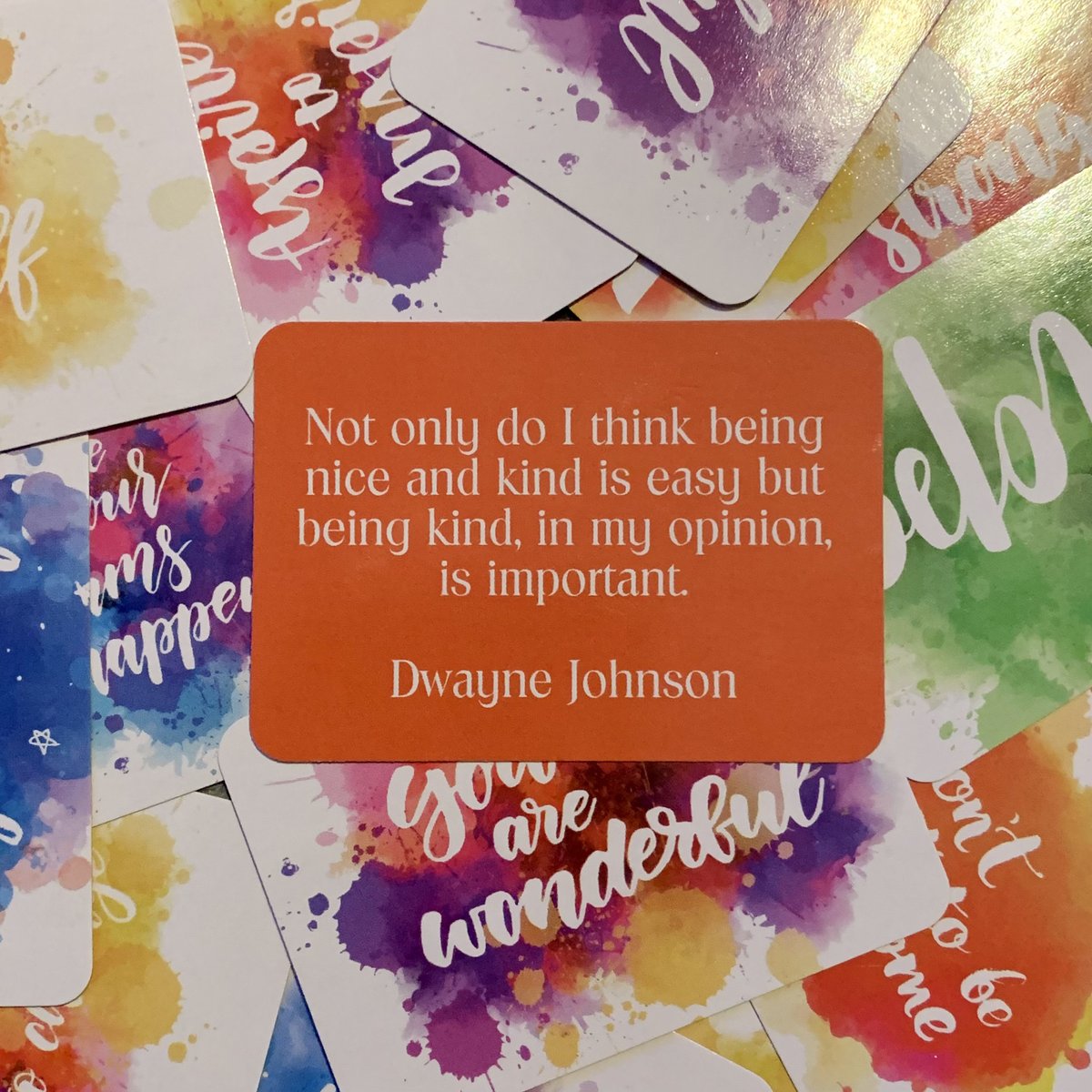 TracyHiggs's tweet photo. Tarot Tuesday ✨ 

Be Nice

‘Not only do I think being nice and kind is easy but being kind, in my opinion, is important.’
-Dwayne Johnson

TJ Higgs - Positivity In Your Pocket 🌈 

#tarottuesday #tarot #positivity #positivequotes #positivityinyourpocket #tjhiggs #benice https://t.co/Pid8SK3gCg