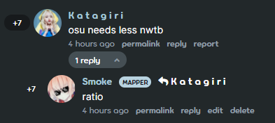 Everyone, please help ratio this incorrect opinion osu.ppy.sh/comments/17477…