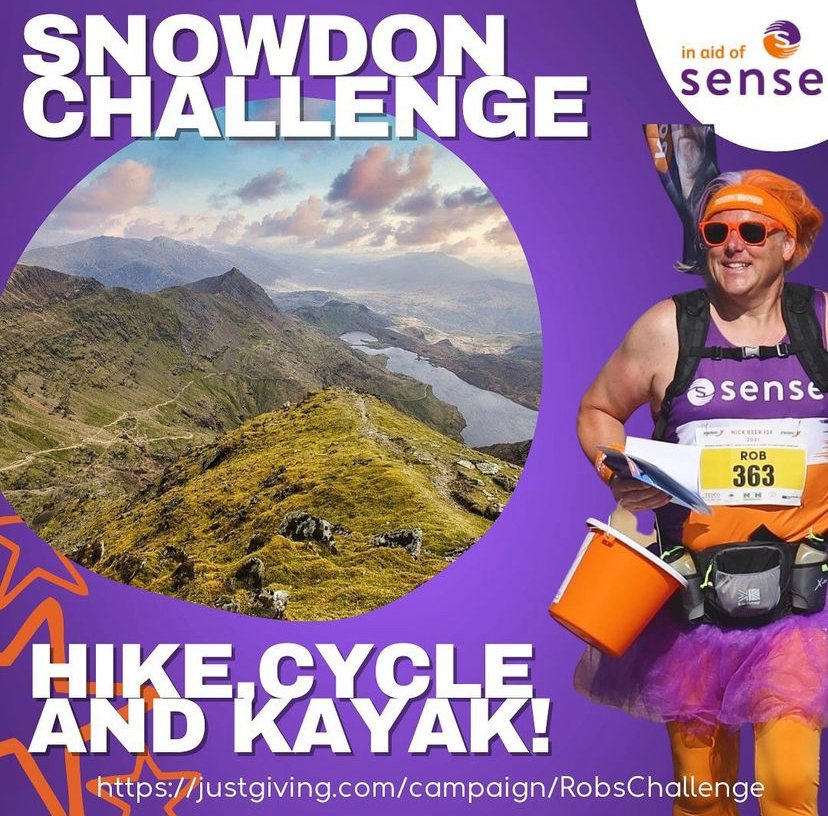 Delighted to be hosting the Snowdon Challenge today for TV personality, Rob Lloyd, to raise money for <a href="/sensecharity/">Sense</a>. Motivated by the charity's support for families and children with complex disabilities, Rob is taking on this cycling, trekking &amp; kayaking challenge. #gorob