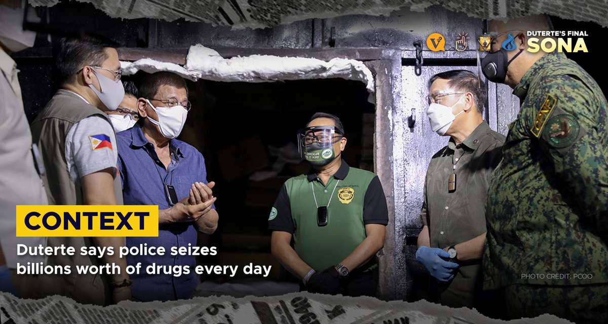 PintigPH's tweet photo. CONTEXT: Duterte says police seizes billions worth of drugs every day

READ: https://t.co/HwPQNT1EZt

#SONA2021 #PintigPH https://t.co/RYNzxO7U46
