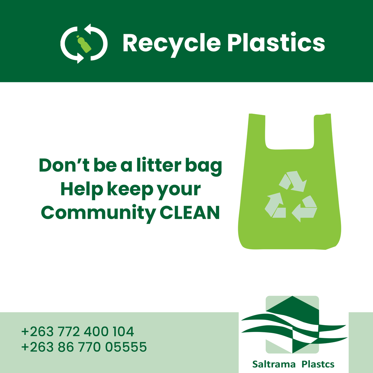 SaltramaZim's tweet photo. Be part of the solution, not the pollution.

#plasticsheeting  #reusereducerecycle #constructionmaterials #plasticsheeting  #reusereducerecycle #constructionmaterials #Pride 
#BinBags 
#PlasticBags
#PlasticsZim
#HDPEPolyPipe
#IrrigationPipes
#IrrigationPipesZimbabwe https://t.co/4Q3PZRaE7T