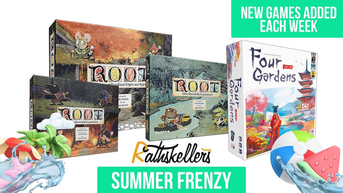 Rathskellers is going crazy! We're giving away board games (sealed) from our own Private Library.

Just added Four Gardens by <a href="/ArcaneWonders/">🐲Arcane Wonders🏛️</a> to the prize pool in addition to Root + 2 Expansions by <a href="/LederGames/">Leder Games</a> .

Enter to win : rathskellers.com/summer-frenzy-…