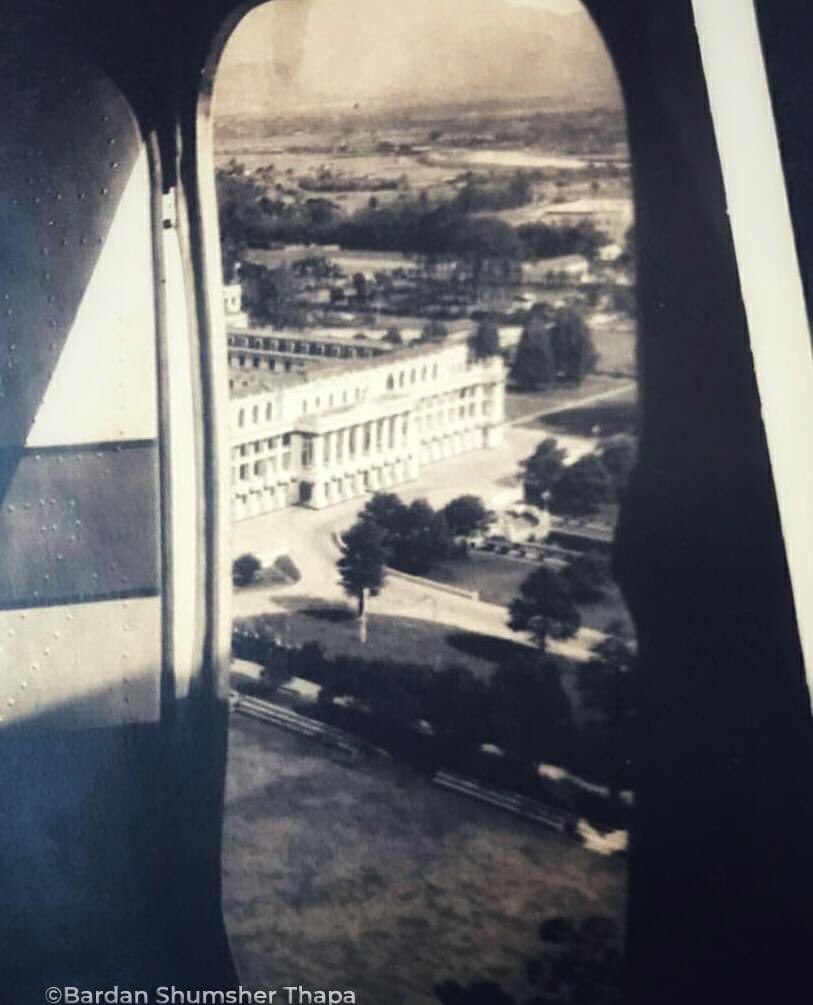 natnpl's tweet photo. Ariel Photograph of Singha durbar taken from Dakota Plane with door open in 2014 BS (1958 AD).

Photo:  Bardan Shumsher Thapa https://t.co/lrmE17XxsA