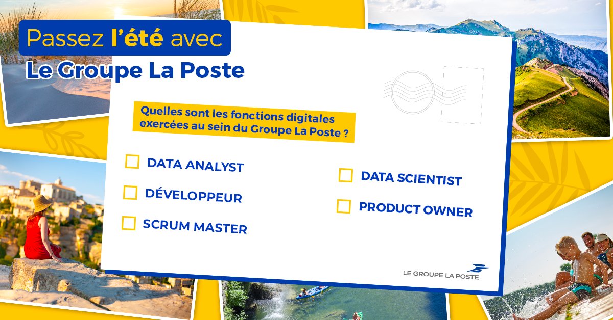 laposterecrute's tweet photo. ☀Jeux de l'été #2
La #transfornum du @GroupeLaPoste se traduit par le développement de nombreux projets digitaux au sein du Groupe et de ses #filiales.
Saurez-vous reconnaître ces #métiers du #digital ?
Découvrez la réponse jeudi ! 👀 https://t.co/m70VcEC3kZ
