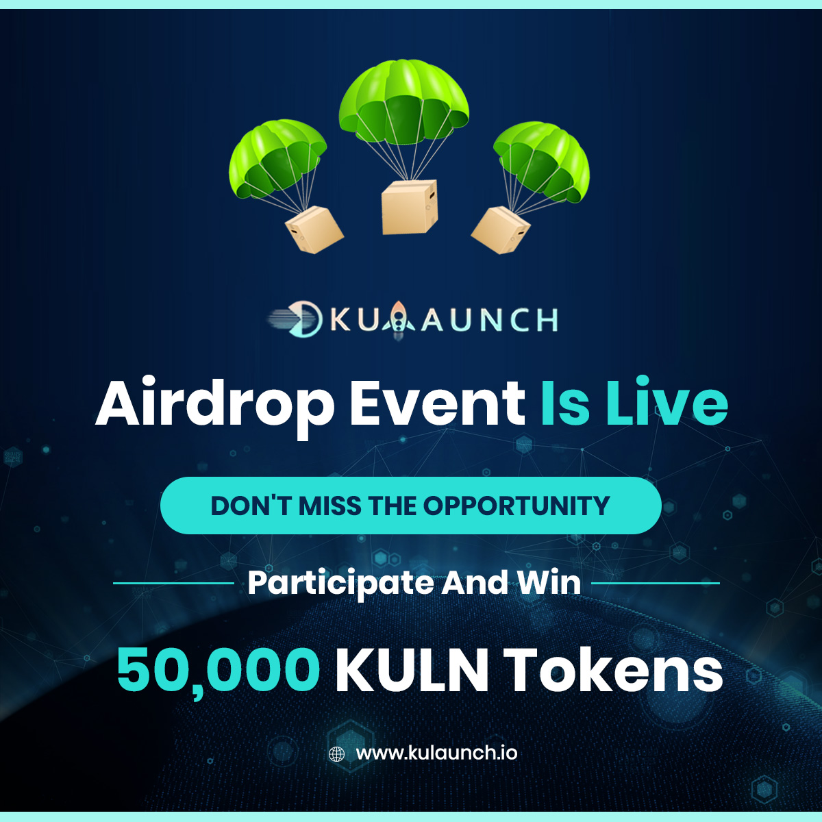 Kulaunch_io's tweet photo. @Kulaunch_io #Airdrop Event Is Live
Don't Miss The Opportunity
Participate And #Win 50,000 #KULN #Tokens
Read Airdrop Program Guide: https://t.co/YhS1EINFOn
https://t.co/AMj0sYFts4
#airdrop #crypto #bounty #ico #airdrops #airdropalert #token #cryptofree #tokenfree #wintoken https://t.co/Xt0xR263pT