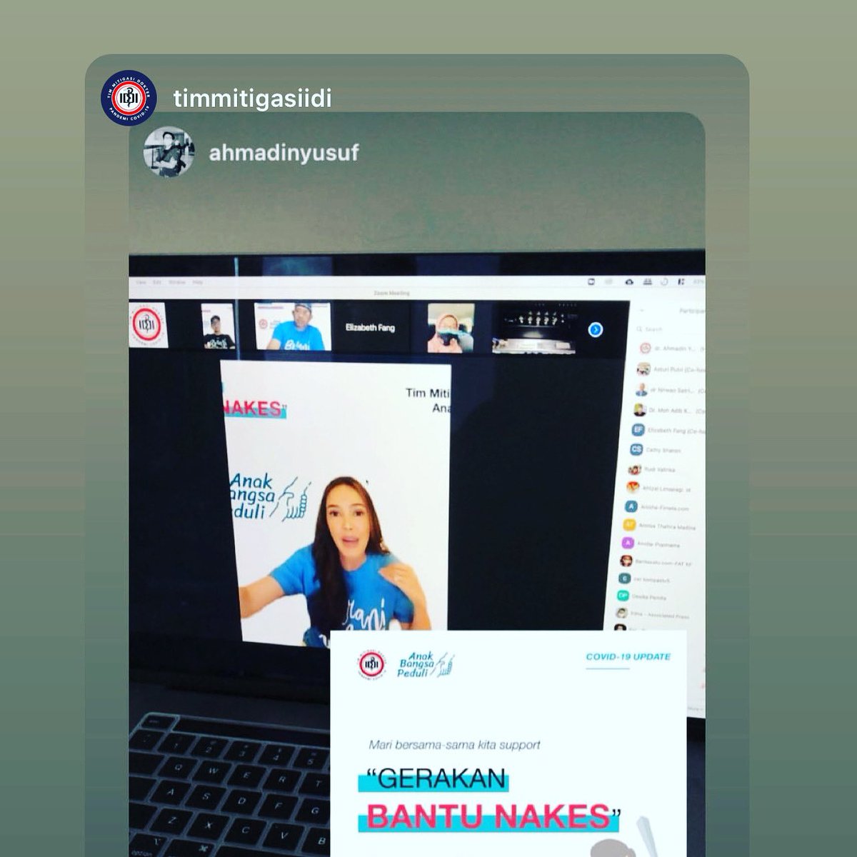 Gerakan Civil society Bantu Nakes …upaya tim mitigasi IDI didukung Anak Bangsa Peduli melindungi dan menyelamatkan Dokter dan nakes untuk tetap sehat melayani rakyat Indonesia <a href="/jokowi/">Joko Widodo</a> <a href="/BudiGSadikin/">Budi G. Sadikin</a> <a href="/nirwan_anestesi/">Nirwan Satria</a> <a href="/nonamungil/">Liz</a>
