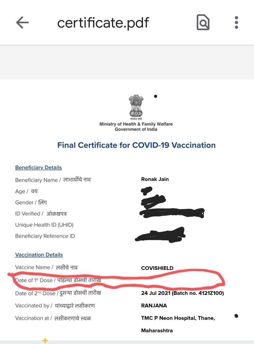 blueronak's tweet photo. @SetuAarogya @PMOIndia
@MoHFW_INDIA
Need urgent help. My vaccine certificate has 1st vaccination dose date blank. I want to travel internationally and need this updated however no one has been able to help me. I have tried talking to the hospital, cowin helpline number and emails https://t.co/Ng8QQ6sAwd