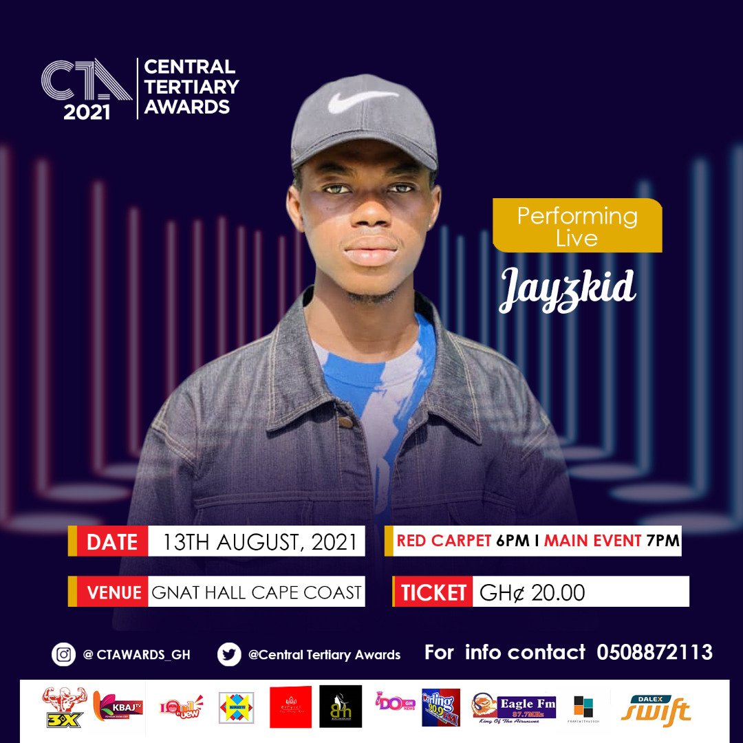 Jayzkidmusic's tweet photo. PERFORMING LIVE AT CENTRAL TERTIARY AWARDS ✌ Grab a ticket for 20gh and come lets have fun on the 13th August, 2021 @ Gnat Hall ( Cape Coast )
#JayzkidMuzik #JayzkidMusic #Jayzkid #Rumours #JayzkidRumours https://t.co/IG7bEPSfRB