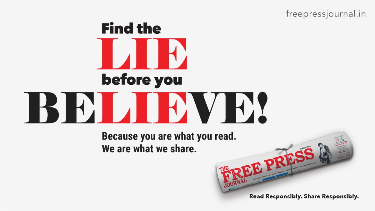 fpjindia's tweet photo. #NewsAlert
There is no need to hurry.
Look before you press the #share button. Donβt fall for #FakeNews.
Come join us in this initiative by @fpjindia @RedFMIndia @UpendraThakur @TV9Marathi @BrightOutdoor
#ReadResponsibly #ShareResponsibly https://t.co/M9myFXc6Q8