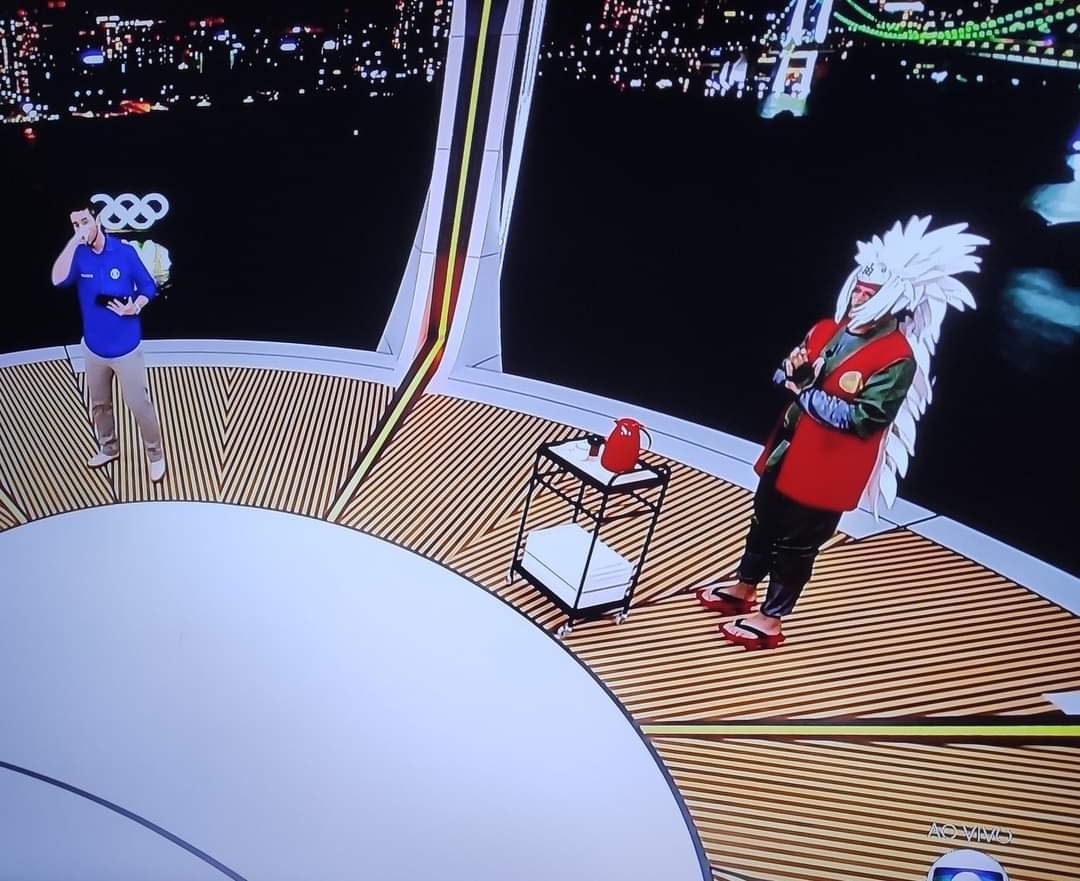 NightRunner7's tweet photo. @NARUTO_kousiki @NARUTOtoBORUTO @jump_henshubu @V_Jump @SAIKYO_JUMP 
Olympics Tv presenter dressed as Jiraiya sensei https://t.co/DCIYvRNVxt