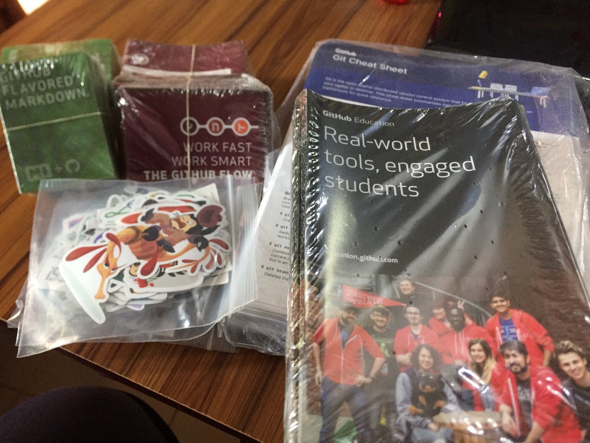 shparvez001's tweet photo. Received some #GitHubSwag from 
@github. Hopefully these will be helpful to my students. https://t.co/6Z25abUC4V