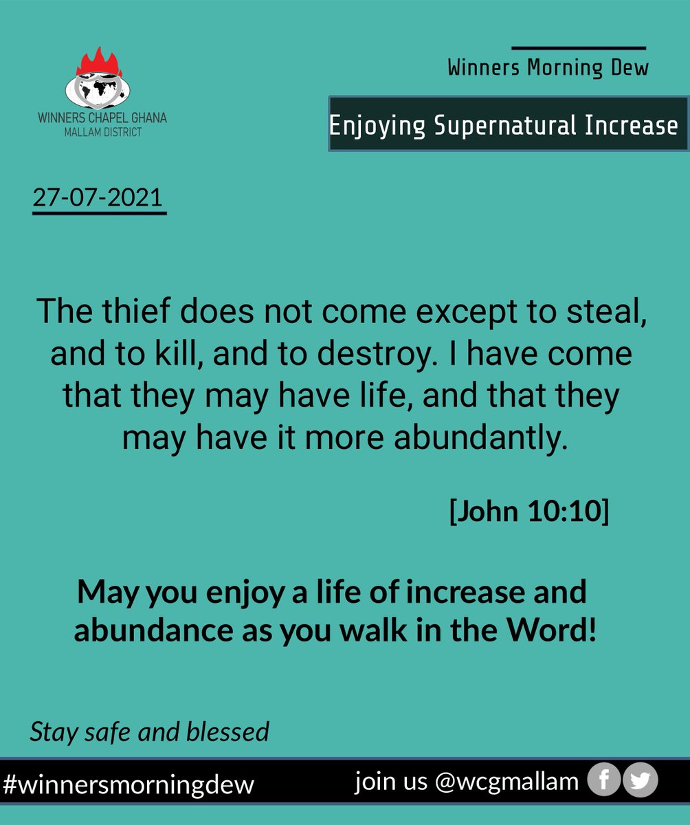 Winners Morning Dew
27-07-2021
#winnersmorningdew
#dailymotivation
#dailydevotional
#dailydevotion