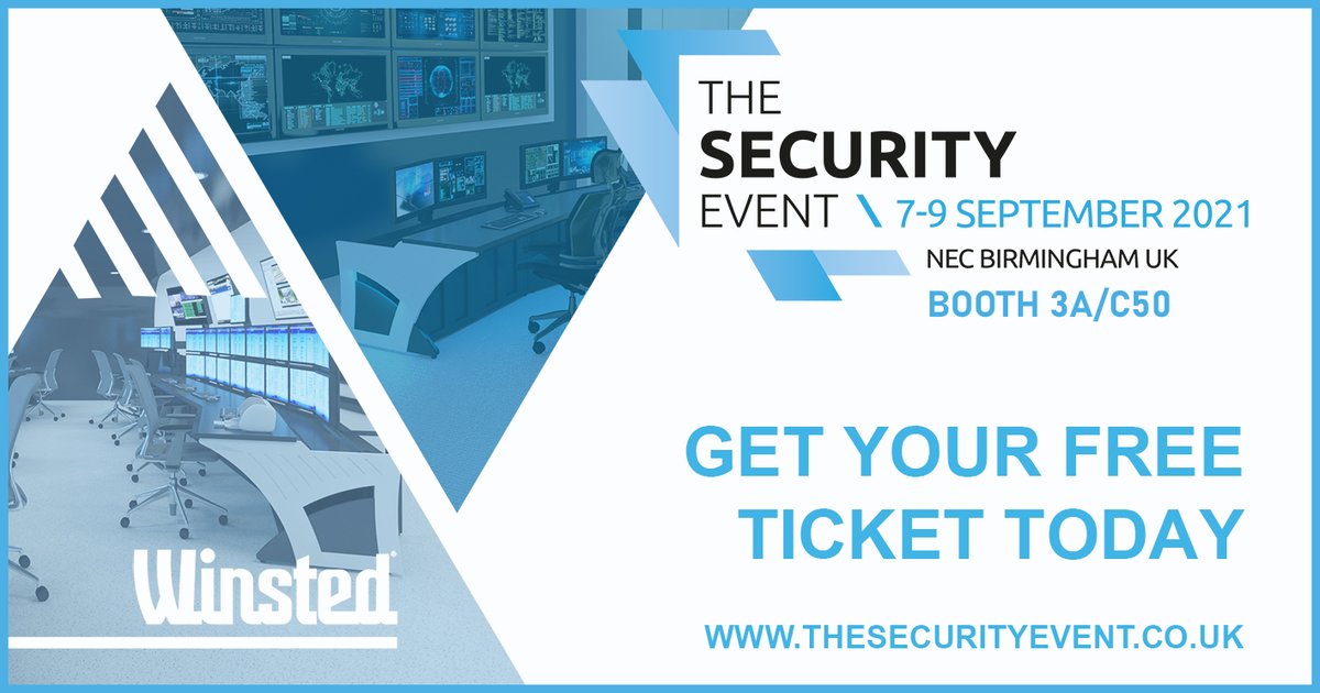 WinstedConsoles's tweet image. Join us @SecurityEventUK  from 7-9 September at the NEC, Birmingham. Register now for FREE!  lnkd.in/dbdegMY

#tse2021 #Security #controlroomconsoles #consolesolutions