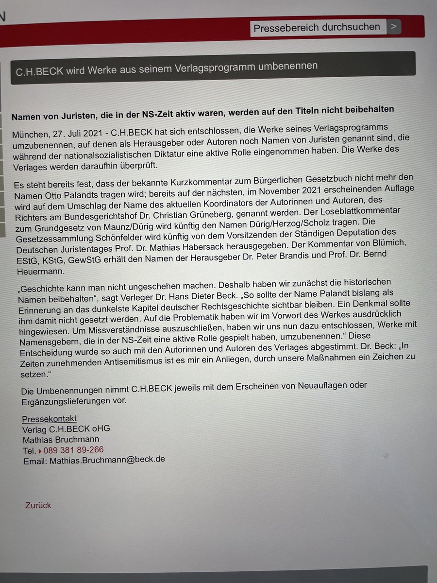 brigittezypries's tweet photo. Politik ist eben das Bohren dicker Bretter… aus Palandt wird ab November 2021 Grüneberg…. @tofreudenberg @beckverlag https://t.co/52CTyrOnrJ