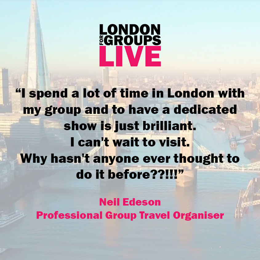 We are excited to welcome you to the inaugural LONDON FOR GROUPS LIVE at the <a href="/StrandPalace/">Strand Palace Hotel</a>, in just 35 days’ time on Tuesday 31 August!
Entry to LONDON FOR GROUPS LIVE is free, make sure to sign up today!
LondonForGroupsLive.com