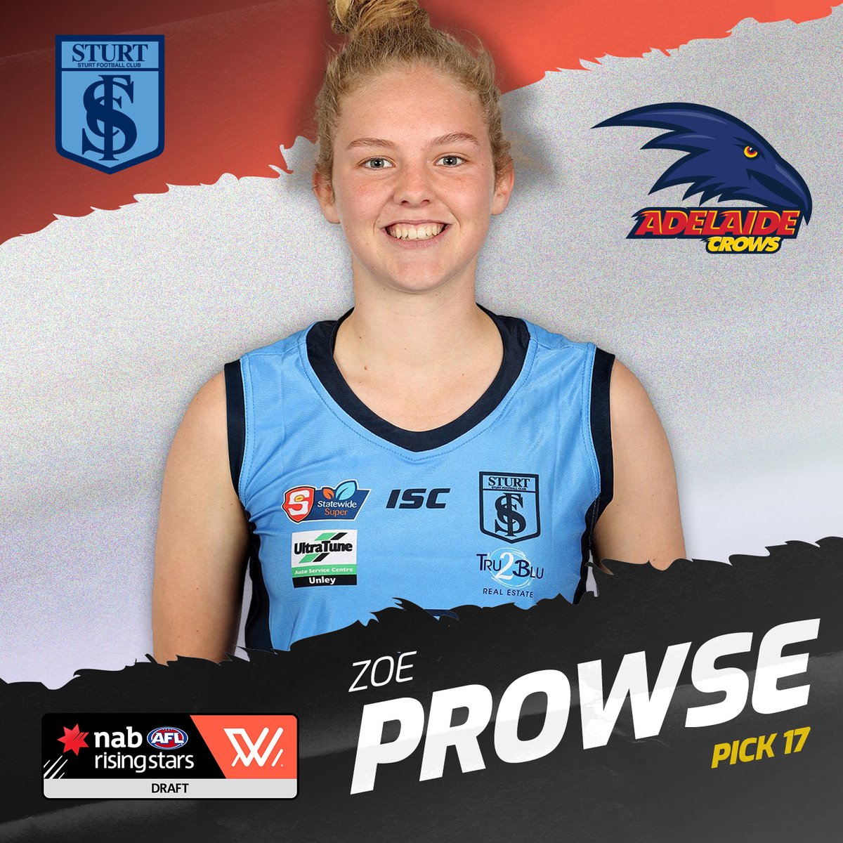 Zoe Prowse is the 1st South Aussie taken! She's off to the Adelaide Crows 🎉 

Congratulations, Zoe!