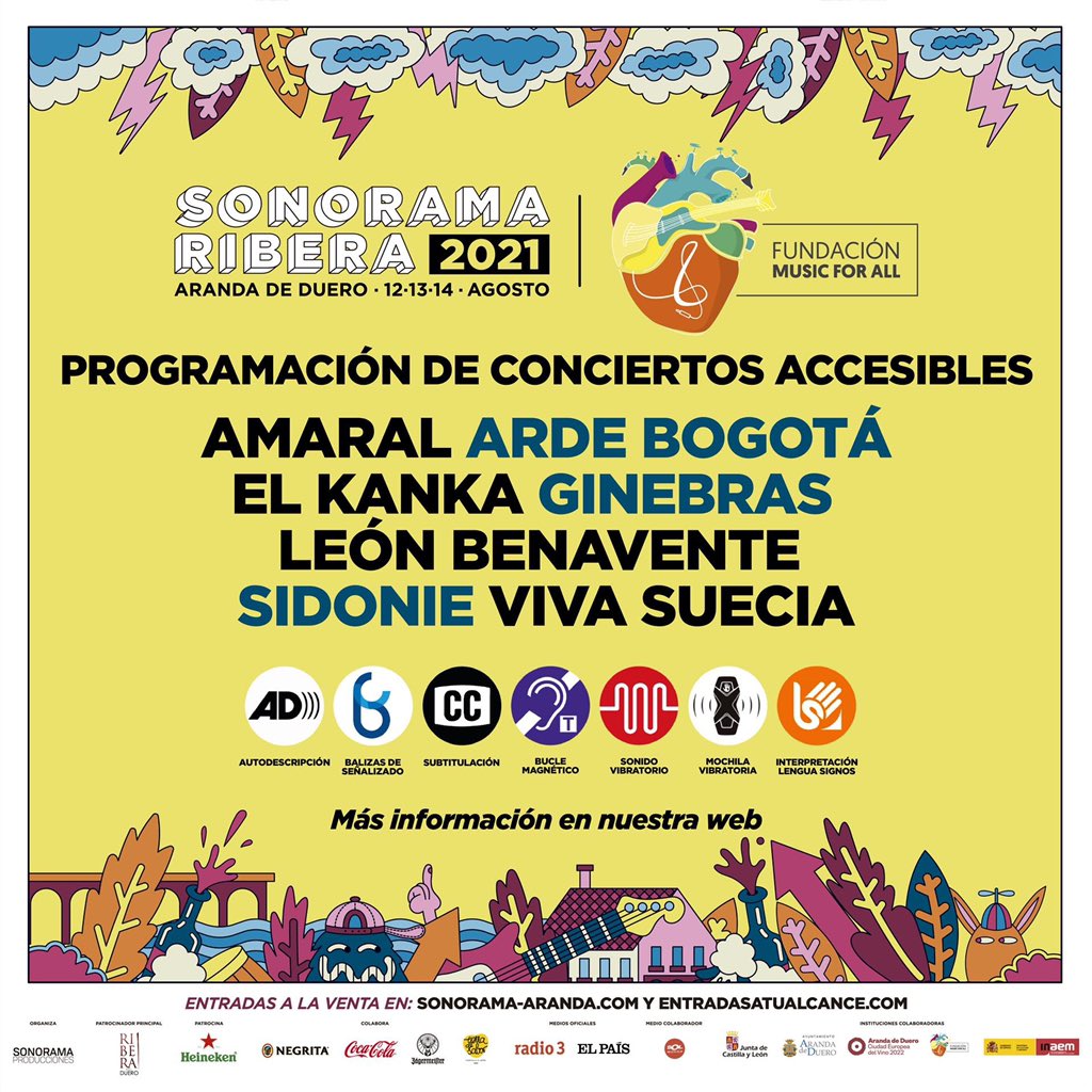 Sonorama Ribera impulsa, en colaboración con la Fundación Music for All, su compromiso por el acceso igualitario a la música de personas con capacidades diversas mediante la implantación de medidas de accesibilidad en conciertos seleccionados, como: