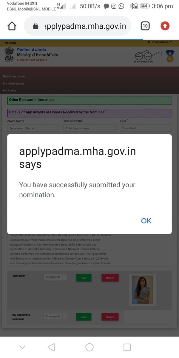 thamusgian's tweet photo. Finally I completed my part with help of @janani_111 and @m_mainly_for_SG ❤️

Oh hoooo I nominated our queen for #padama awards really I felt happy for this one 😍

#ShreyaGhoshal #sgianforever https://t.co/WuGleZvikf
