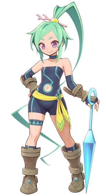 『スサノオ～日本神話RPG～』の仲間キャラ「ミカヅチ」です。(タケミカヅチ)
開発さん曰く「剣と雷の神。素早さ重視の戦士タイプ」「元気な僕っ子」との事。
「素早い戦士…つまりニンジャか!」「元気な僕っ子…ならばスパッツだ!」という方針で描きました🤤
#SUSANOH #日本神話RPG #ハチクマソフト 