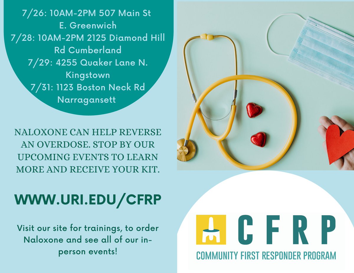 URICFRP's tweet photo. https://t.co/3LagqeC8Bg #naloxone #narcan #overdose #harmreduction #overdoseprevention #naloxonesaveslives #overdoseawareness #recovery  #uri https://t.co/fBtfFaNZdi