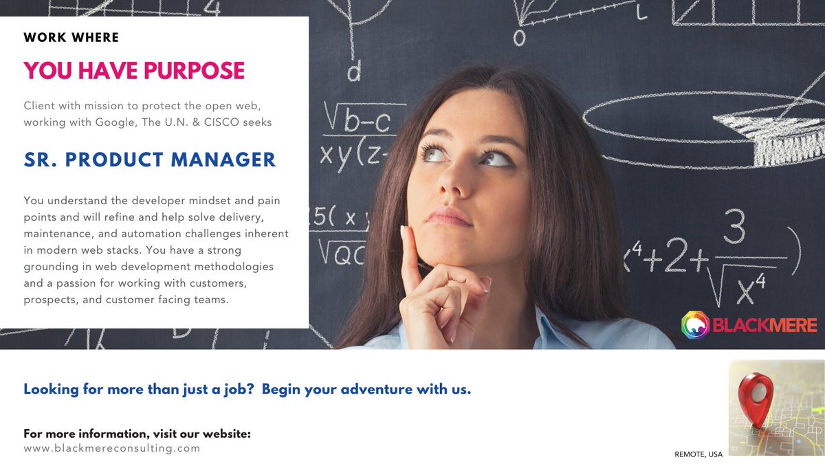 BlackmereTA's tweet image. Our client is looking for an exceptional Sr. #ProductManager to #remotelywork from anywhere in the U.S. Use your skills to support mission-critical projects for a company whose mission is protecting the open web. More: loxo.co/job/rgq427irpo…
#remotejob #hiringremotely