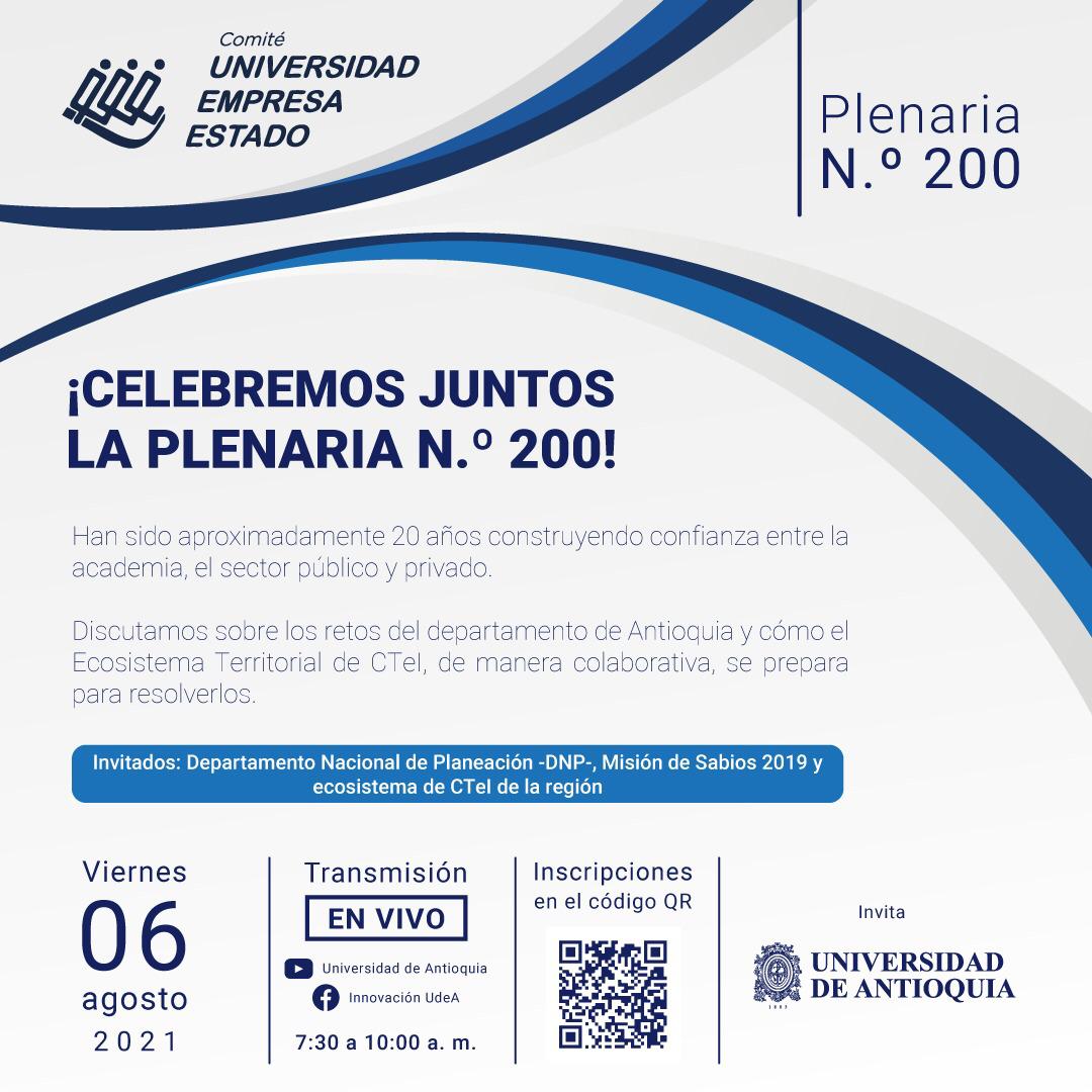 juanfelipevale's tweet photo. ¡CELEBREMOS LA PLENARIA N. 200!

Acompáñanos y vive este momento que marca la historia y trayectoria del Comité Universidad Empresa Estado #CUEE2_0

🗓 Fecha: Viernes 6 de agosto de 2021
🕢 Hora: 7:30 a 10:00 a.m
Enlace de inscripción: https://t.co/P20C6rwOJU https://t.co/NFKUASjOHl