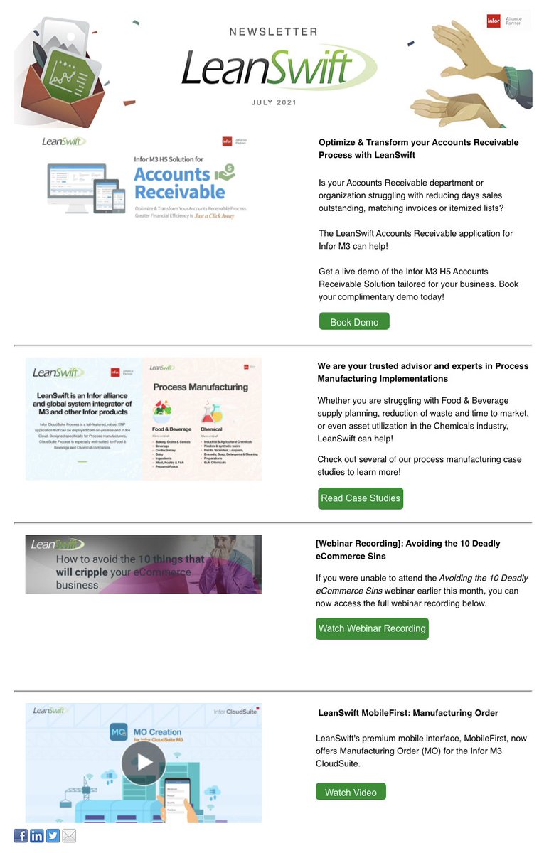 LeanSwift's tweet image. Check out LeanSwift's July 2021 Newsletter. This edition is full of the latest ERP industry news &amp;amp; the exciting work LeanSwift is doing.

If you haven't done so already, please subscribe to our newsletter so you don't miss out!