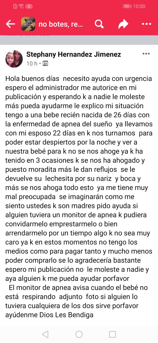 Geosorno01's tweet photo. #Osorno Nos solicitan ayuda para poder adquirir un monitor de apnea para una bebe https://t.co/LTL6c7GBhf