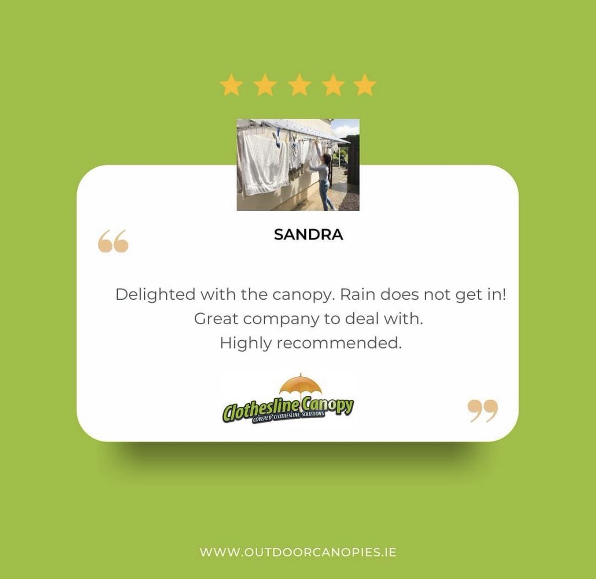 CanopyCovers's tweet photo. We love this review from one of our customers! 😊

If you have bought from us in the past we would really appreciate if you could let us know how you are getting on with your Clothesline Canopy and give us a review on our socials or google. 

#clotheslinecanopy #laundry #ireland https://t.co/M39RSmKSHW