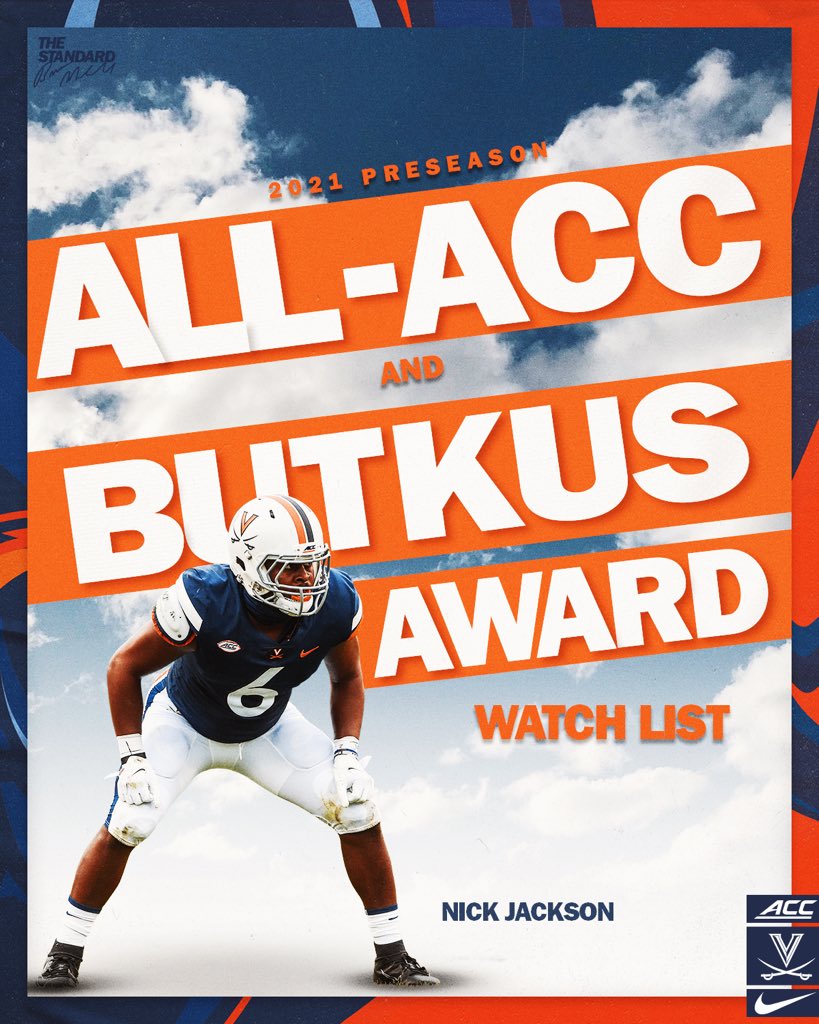 UVAFootball's tweet image. Preseason All-ACC &amp;amp; The Butkus Award Watch list for @nickjhoops 

#GoHoos | #THEStandard