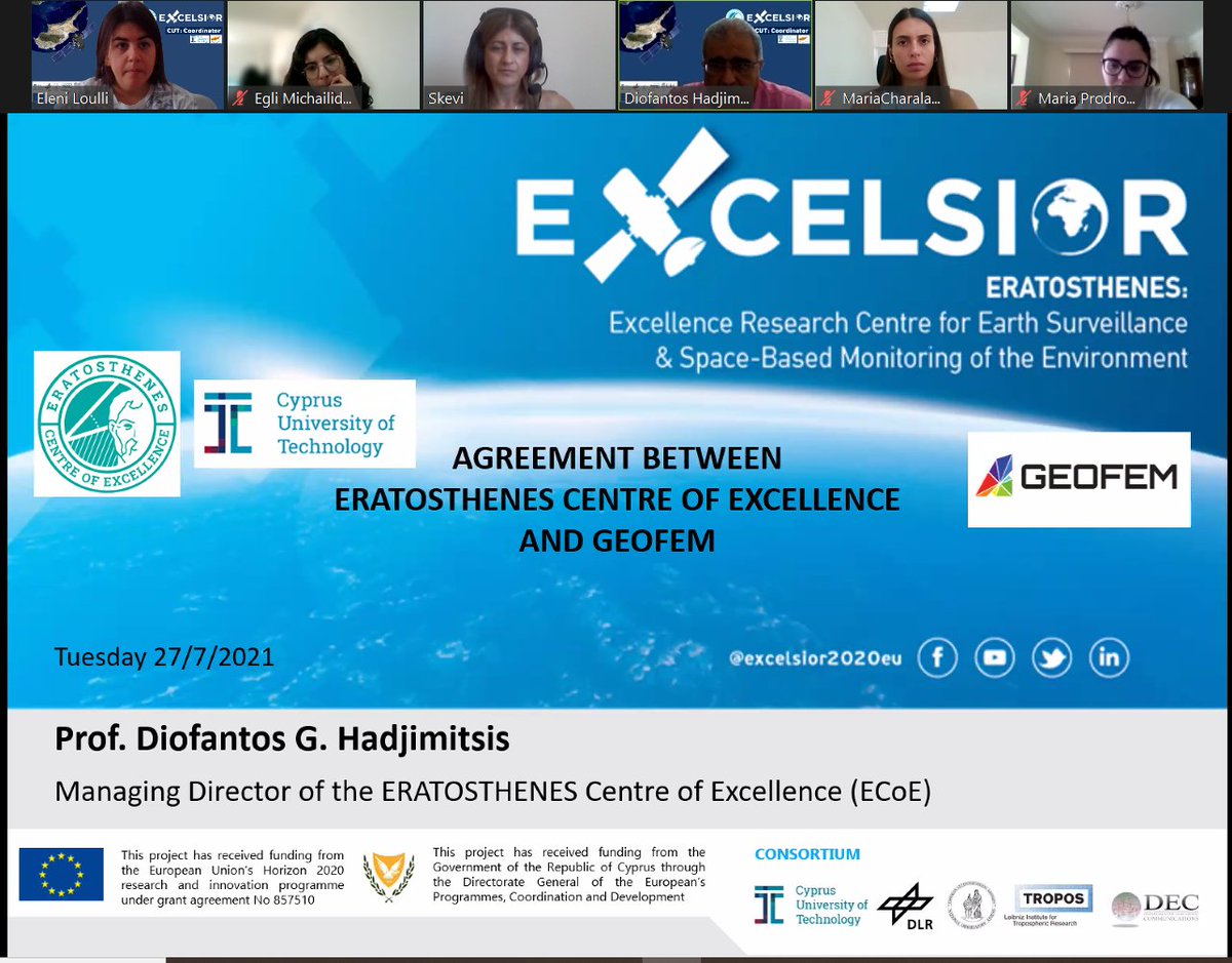 excelsior2020eu's tweet photo. 👉 Highlights from today's meeting with Geofem Ltd.
📣 The meeting was held to sign the Memorandum of Understanding between @GeotechFEA and @ERATOSTHENESCoE of the @CyUniTech aiming to expand scientific, research, educational and other cooperation between the two organisations. https://t.co/LneA3QVv24
