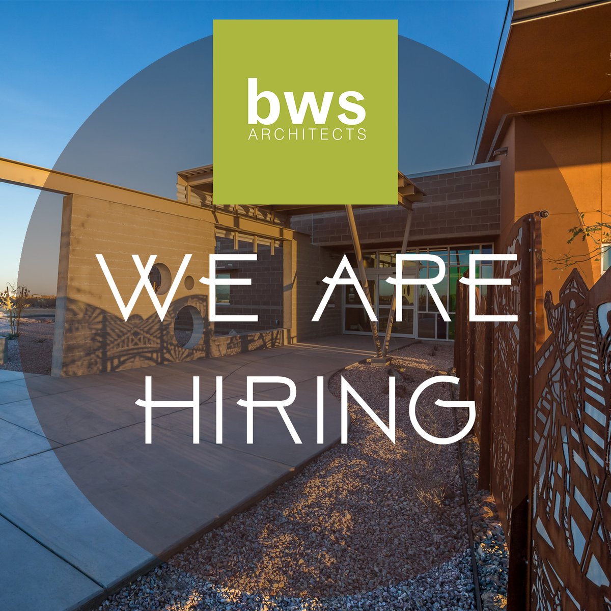 Join the team! We are looking for a Project Architect at our Phoenix location. Email Belinda @ bpatka@bwsarchitects for more information.
