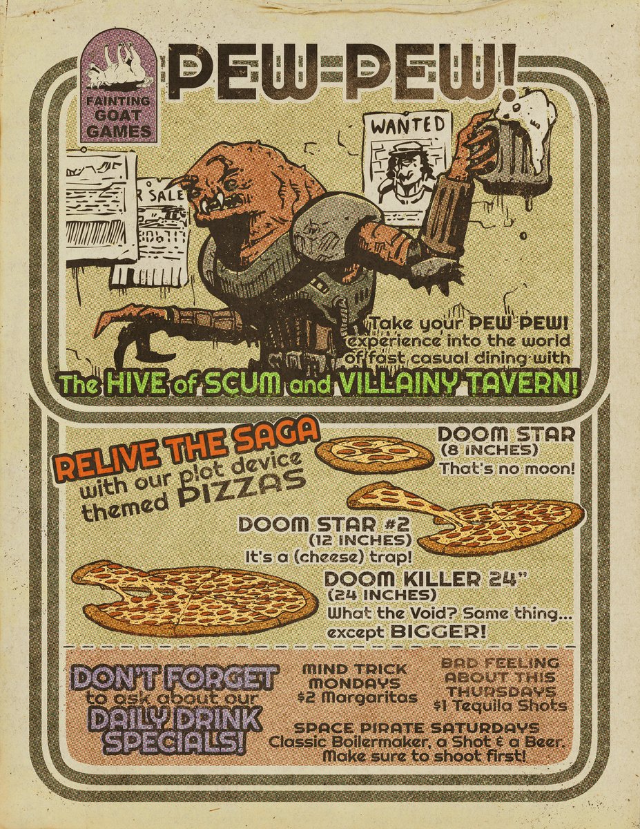 work continues on Pew Pew 3 - latest in our line of rules light, fast-playing sci-fi bounty hunter RPGs. Here's the back matter by artist <a href="/jeshields/">JEShields</a>