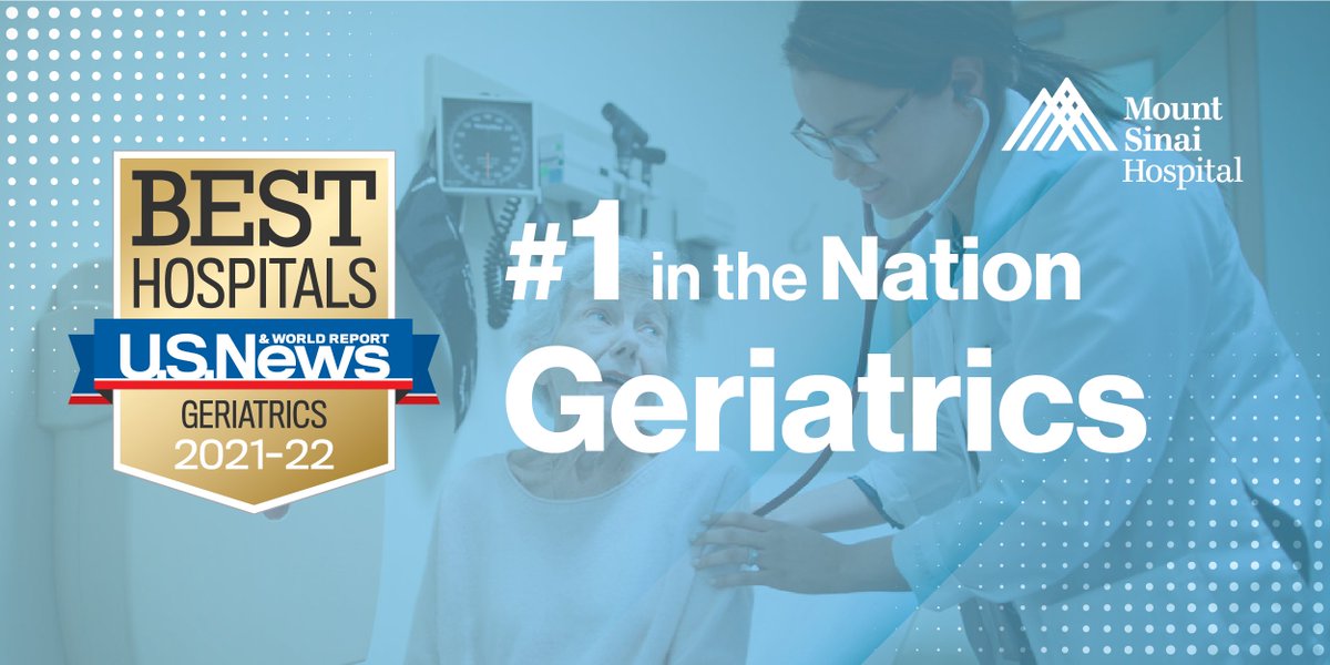 The Brookdale Department of Geriatrics and Palliative Medicine at Mount Sinai remains in the #1 spot as the Best Geriatrics Hospital in the nation by the U.S. News and World Report for a the second year! Congratulations to the entire Brookdale team! You did it !