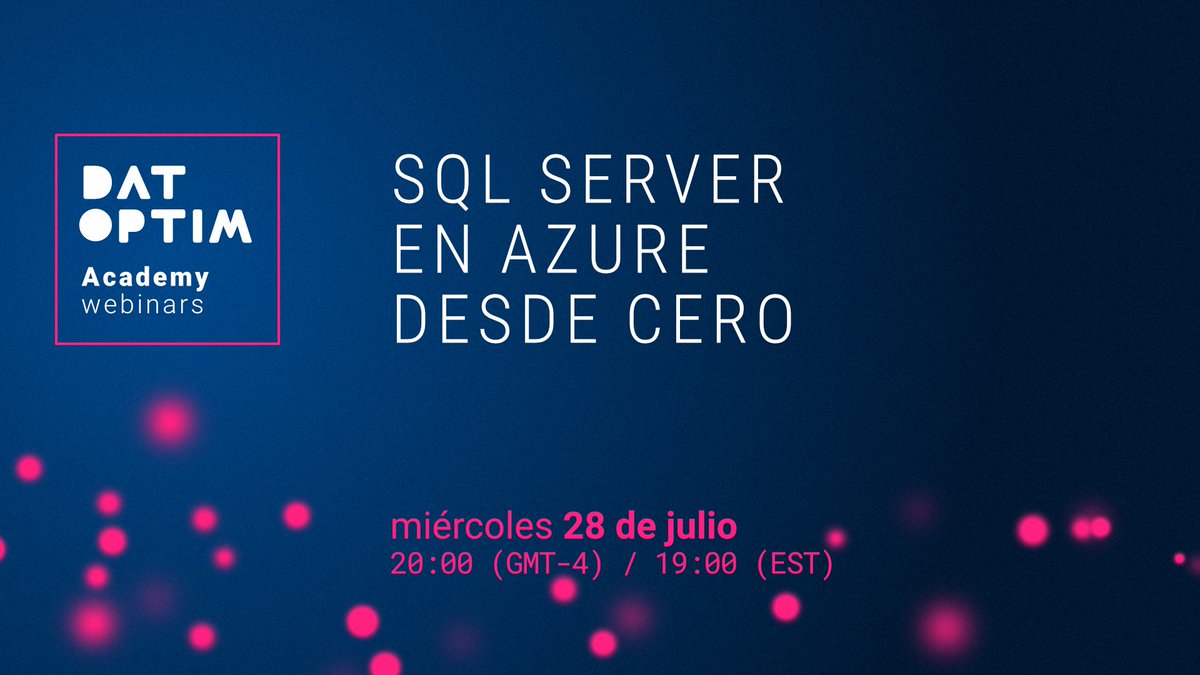 datoptim's tweet image. Nuestro #Webinar de la semana lo dedicamos a hablar de #SQLServer en #Azure y exploramos las opciones que tenemos para trabajar. #EnVivo este miércoles por nuestras redes.

#Microsoft #databases #cloud #coding #SQL #DBA #developer #TSQL #clouds #dotnet #stream