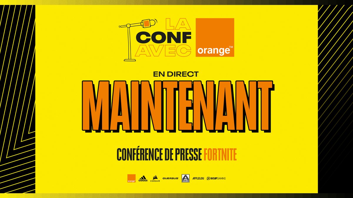 TeamVitality's tweet photo. C'est maintenant, c'est tout de suite ! 🔴
La conférence de presse Fortnite avec @Orange_france ! 🎙️

Réagissez en direct à l'émission en utilisant le hastag #VConf 

📺 https://t.co/QkjT1SGW6k https://t.co/UtCWhg09lw