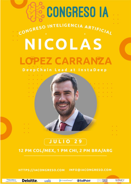 instadeepai's tweet photo. π£Looking forward to InstaDeep's @NicoLopezCarran speaking at #LatAm @iacongreso on "AI-first Protein Design" this Thurs 29 July! Tune in at 12pm Col/Mex|1pm Chi|2pm Arg/Bra|6pm Lon β°Register: https://t.co/83xNzcAYrD #AI #ArtificialIntelligence #DeepChain https://t.co/ZadXOcpskx