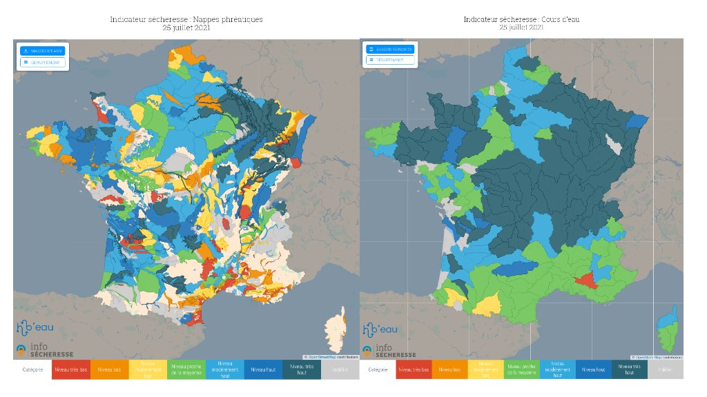 🌧️🔵 Fortes précipitations et baisse des températures au programme de ce mois de juillet 2021 en France. D’exceptionnelles conditions qui ne doivent pas dissimuler les déficits en #eau de certaines régions, comme la Vendée ou le pourtour Méditerranéen ⬇️