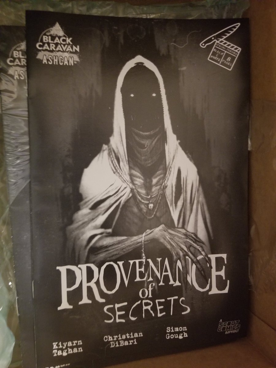 Received my comps for Provenance of Secrets- black and white ashcan preview,  I'll have these available in my store this week. 💀 