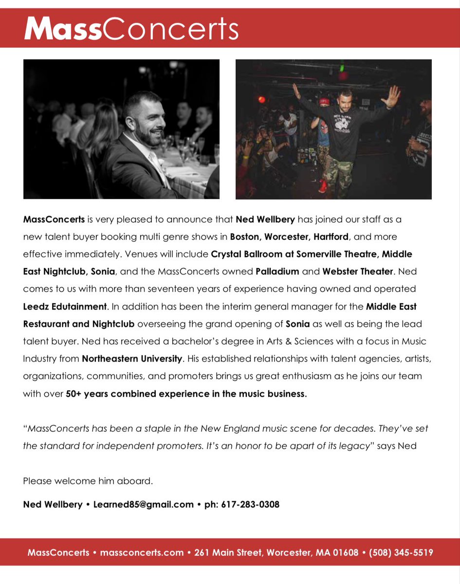Leedz Edutainment (@leedzedu) on Twitter photo Im very pleased to announce that I will be joining <a href="/MassConcerts/">MassConcerts</a> as a new talent buyer booking multi genre shows in Boston, Worcester, Hartford, and more effective immediately. Let’s Book Some Shows ‼️ Im very pleased to announce that I will be joining <a href="/MassConcerts/">MassConcerts</a> as a new talent buyer booking multi genre shows in Boston, Worcester, Hartford, and more effective immediately. Let’s Book Some Shows ‼️