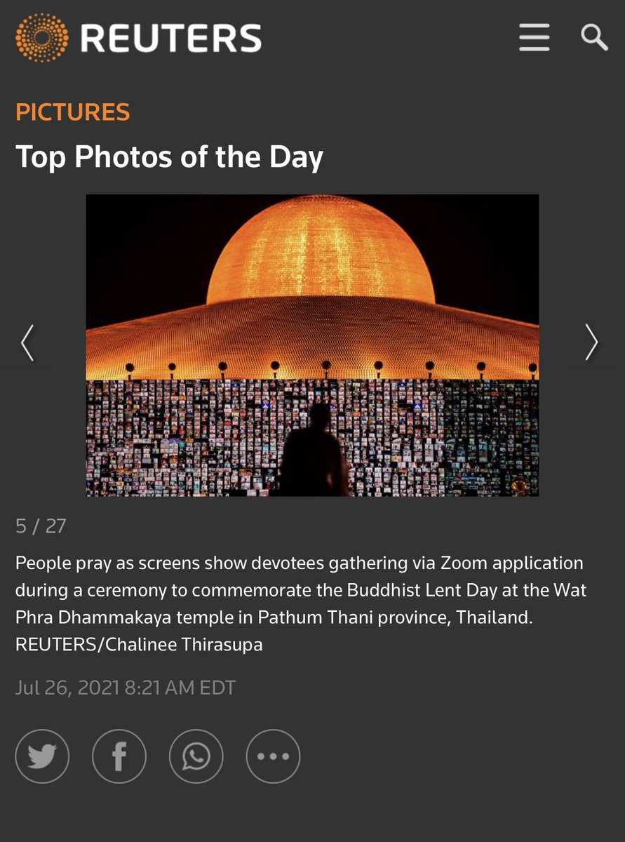 DhammakayaInfo's tweet photo. สำนักข่าวรอยเตอร์ยกภาพจุดประทีปวันอาสาฬหบูชาเป็น Top photo of the day 

อ่านภาษาอังกฤษได้ที่ลิงก์

https://t.co/jRcB44YlPi

https://t.co/tnOROK6bX0 https://t.co/zKazGWFkA5