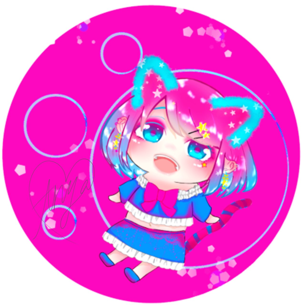 あにゃ フリーアイコン イラストにどうぞ 描いてみた イラスト フリーイラスト 絵描きさんと繋がりたい 女の子イラスト 猫 青 ピンク 星 T Co Xktcx58ahg Twitter