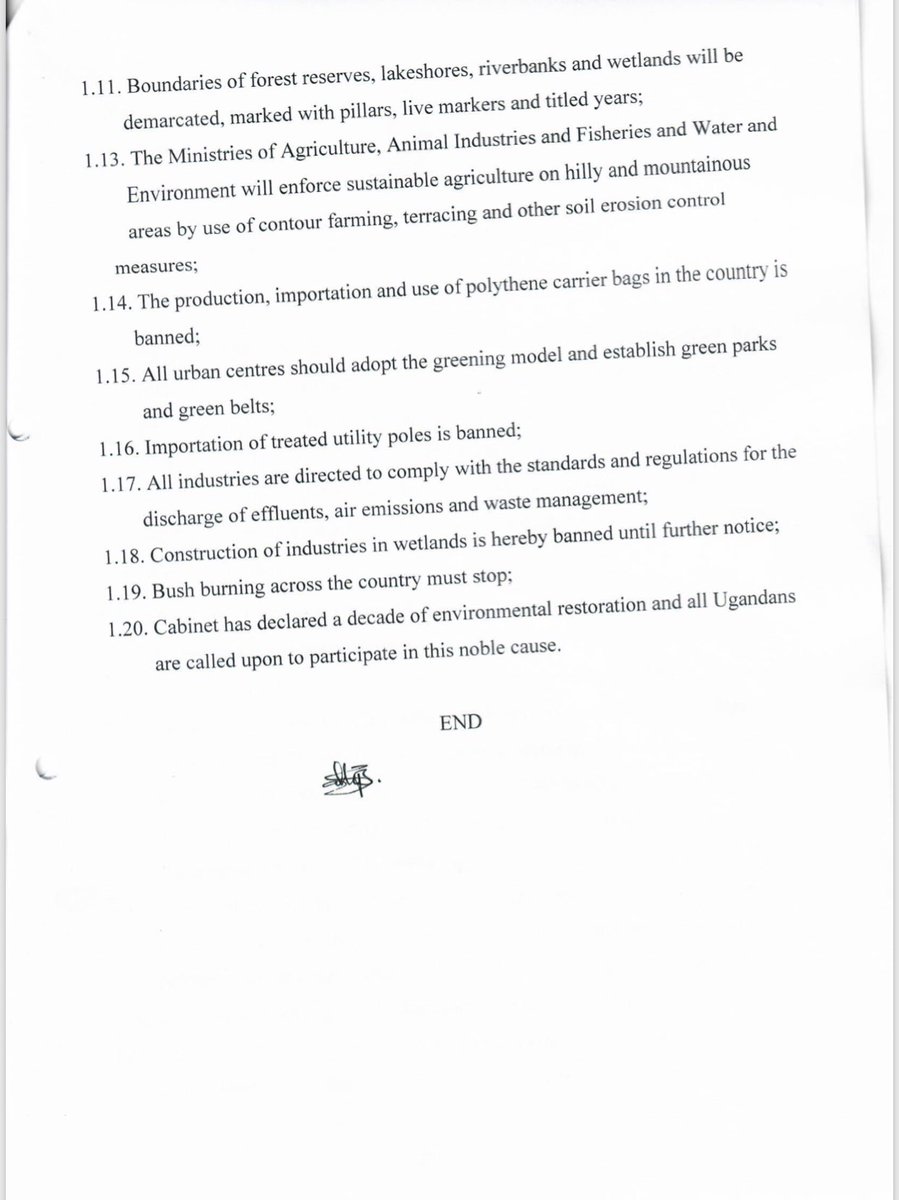 ubctvuganda's tweet photo. STATEMENT | All encroachers on government forest reserves, lakeshores and riverbanks to be evicted and the affected ecosystems restored. Details👇🏽

#UBCUpdates #UBCNews https://t.co/RcSv2kxXZL
